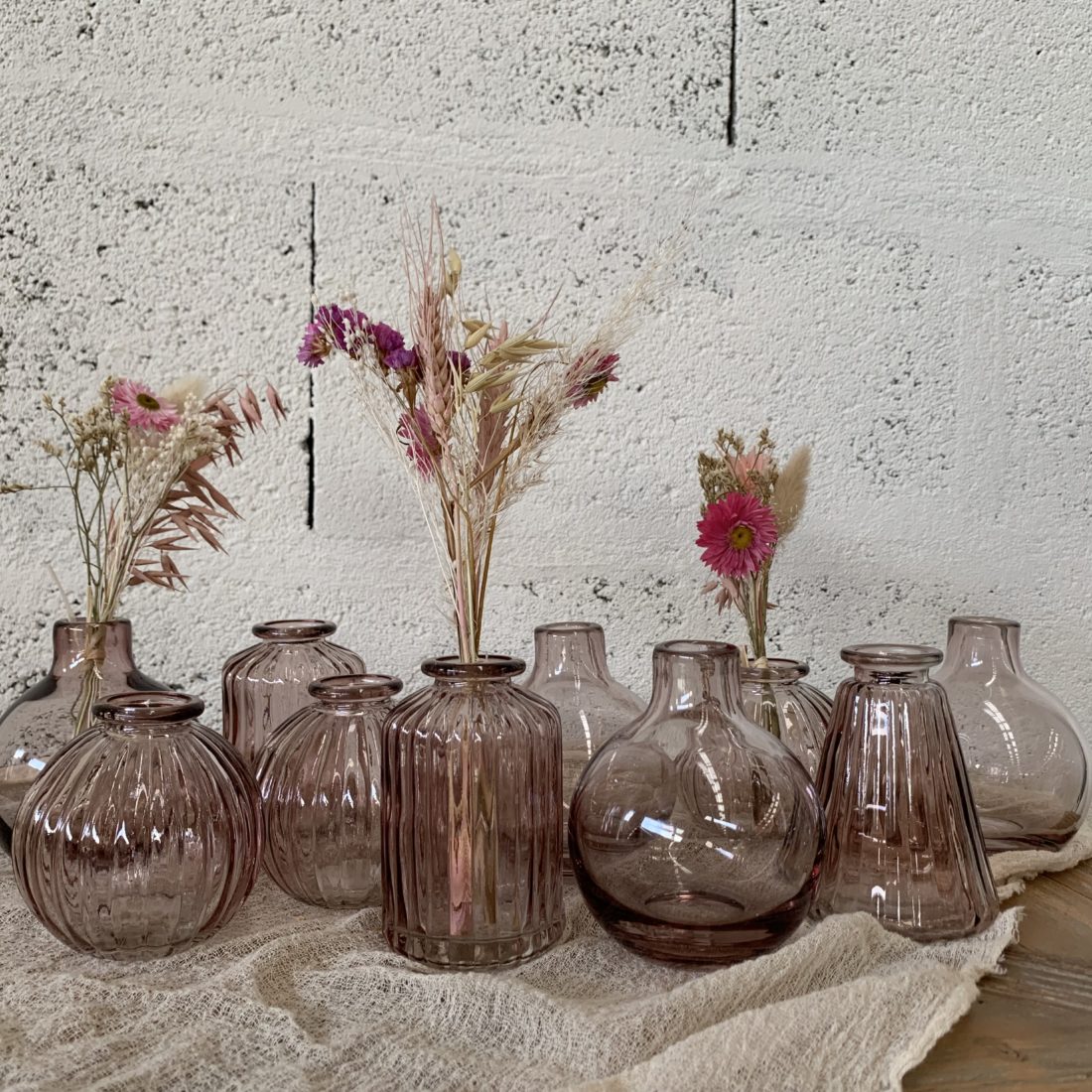 Lot de 10 petits vases roses "Clémence" O Bonheur des Dames